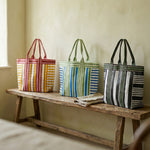 BRITISH COLOUR STANDARD - Eco Woven Shopper / Beach Bag in Jet and Grass Green
