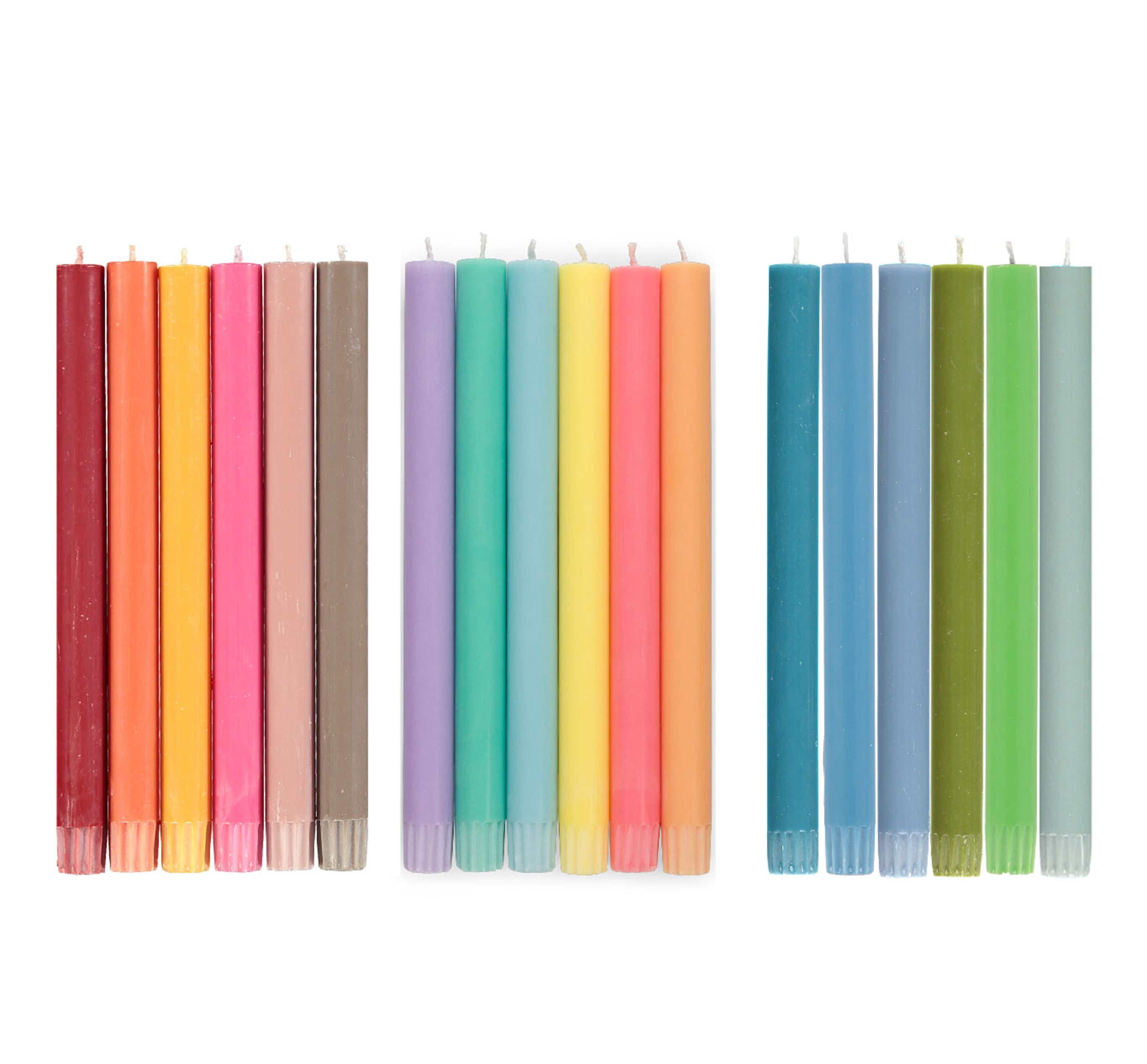 BRITISH COLOUR STANDARD - 25cm / 10'' H  - Mixed Set Rainbow Pack 'Pastel Colours' Eco Dinner Candles, Gift Box of 6