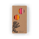 BRITISH COLOUR STANDARD - 25cm / 10'' H  - Mixed Set Rainbow Pack 'Warm Colours' Eco Dinner Candles, Gift Box of 6