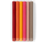 BRITISH COLOUR STANDARD - 25cm / 10'' H  - Mixed Set Rainbow Pack 'Warm Colours' Eco Dinner Candles, Gift Box of 6