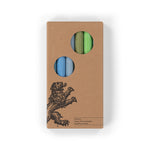 BRITISH COLOUR STANDARD - 25cm / 10'' H  - Mixed Set Rainbow Pack 'Cool Colours' Eco Dinner Candles, Gift Box of 6