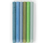 BRITISH COLOUR STANDARD - 25cm / 10'' H  - Mixed Set Rainbow Pack 'Cool Colours' Eco Dinner Candles, Gift Box of 6