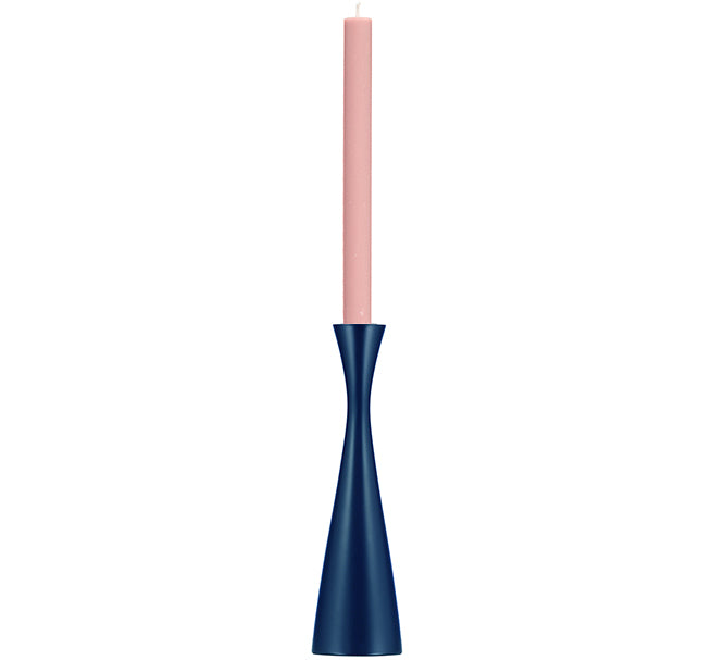 BRITISH COLOUR STANDARD - 25cm H / 9.8'' H  Tall Midnight Blue Wooden Candle Holder