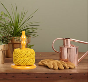 Wooden Twine Holder with Jute Ball in Sulphur Yellow