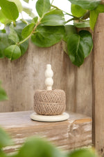 Wooden Twine Holder with Jute Ball in Pearl White