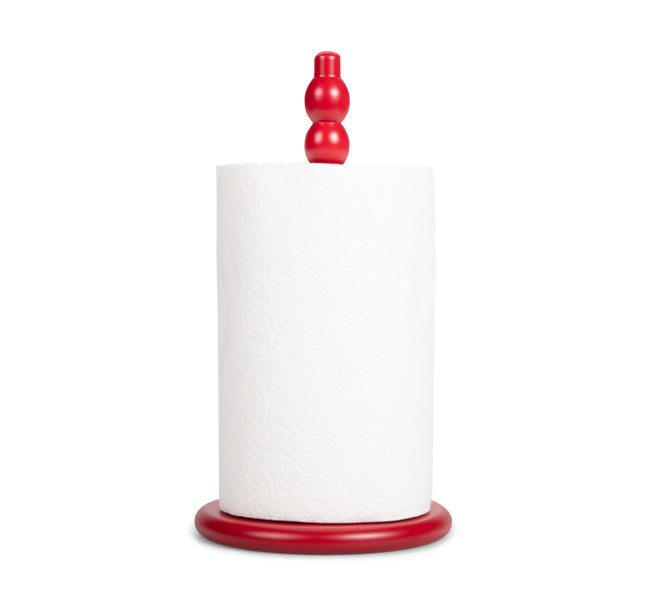 Wooden Kitchen Roll Holder in Chilli Red