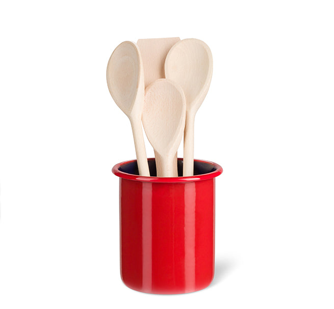 BRITISH COLOUR STANDARD - Medium Enamel Utensil Holder in Chilli Red / Midnight Blue