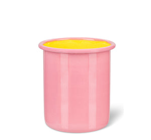 BRITISH COLOUR STANDARD - Medium Enamel Utensil Holder in Old Rose / Sulphur Yellow