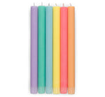 BRITISH COLOUR STANDARD - 25cm / 10'' H  - Mixed Set Rainbow Pack 'Pastel Colours' Eco Dinner Candles, Gift Box of 6