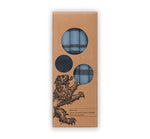 BRITISH COLOUR STANDARD - 25cm / 10'' H  - Striped  - Pompadour and Indigo Eco Dinner Candles, Gift Box of 4