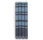 BRITISH COLOUR STANDARD - 25cm / 10'' H  - Striped  - Pompadour and Indigo Eco Dinner Candles, Gift Box of 4