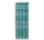 BRITISH COLOUR STANDARD - 25cm / 10'' H  - Striped  - Beryl Green and Moonstone Eco Dinner Candles, Gift Box of 4