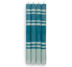 BRITISH COLOUR STANDARD - 25cm / 10'' H  - Striped  - Opaline Green and Petrol Blue Eco Dinner Candles, Gift Box of 4