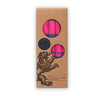 BRITISH COLOUR STANDARD - 25cm / 10'' H  - Striped  - Neyron Pink and Midnight Blue Eco Dinner Candles, Gift Box of 4