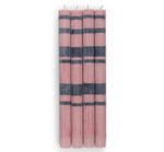BRITISH COLOUR STANDARD - 25cm / 10'' H  - Striped  - Old Rose and Indigo Blue Eco Dinner Candles, Gift Box of 4