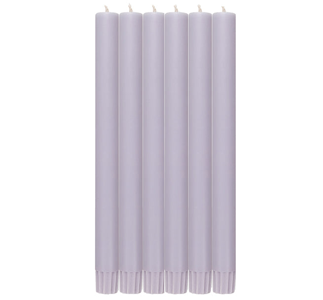 BRITISH COLOUR STANDARD - 25cm / 10'' H Verbena Mauve Eco Dinner Candles, Gift Box of 6