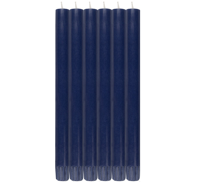 BRITISH COLOUR STANDARD - 25cm / 10'' H Midnight Blue Eco Dinner Candles, Gift Box of 6