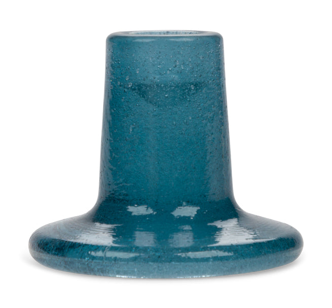 Glass Candleholder in Mineral Blue