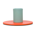 Small 4cm / 1.5'' Two-Tone Orange Flame & Opaline Green Metal Candleholder