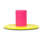 Small 4cm / 1.5'' Two-Tone Two-Tone Sulphur & Neyron Pink Metal Candleholder