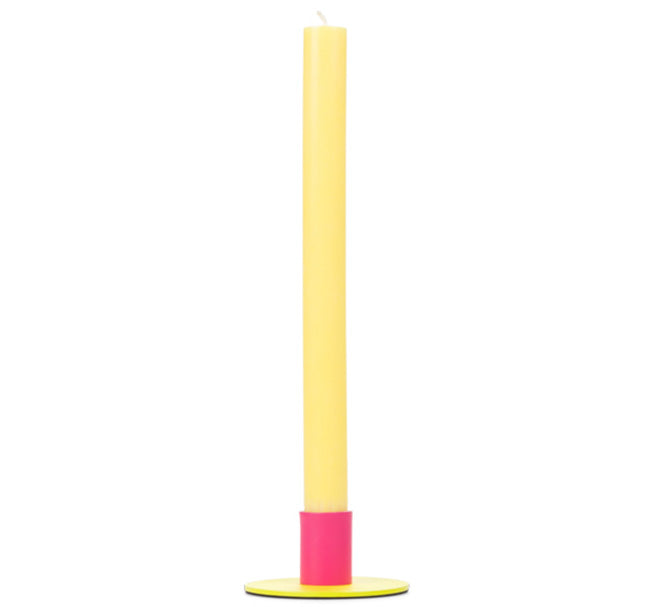 Small 4cm / 1.5'' Two-Tone Two-Tone Sulphur & Neyron Pink Metal Candleholder