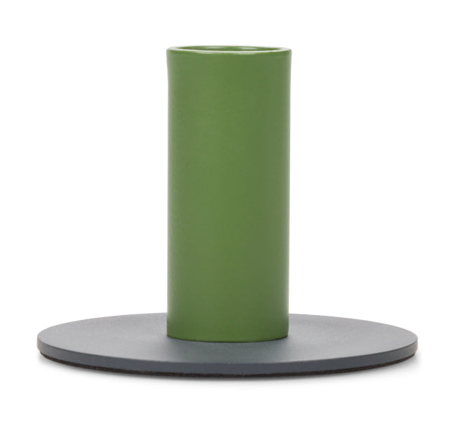 Tall 6cm / 2.36'' Two-Tone Indigo & Olive Metal Candleholder