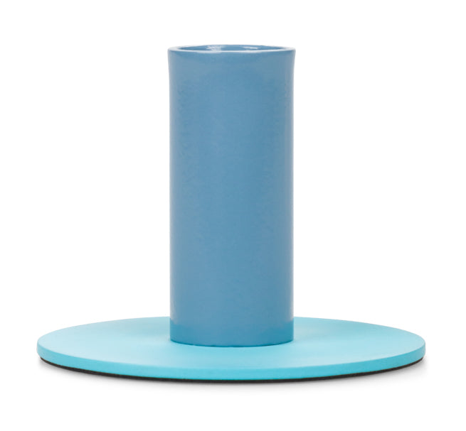 Tall 6cm / 2.36'' Two-Tone Pompadour & Powder Blue Metal Candleholder