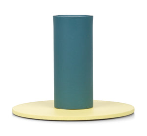 Tall 6cm / 2.36'' Two-Tone Petrol Blue & Jasmine Metal Candleholder