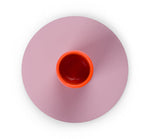 Small Two-Tone Orange Flame & Venetian Pink Metal Candleholder