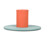 Small Two-Tone Opaline & Marigold Metal Candleholder
