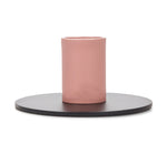 Small Two-Tone Jet Black & Old Rose Metal Candleholder