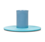 Small Two-Tone Pompadour & Powder Blue Metal Candleholder