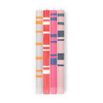 BRITISH COLOUR STANDARD - 25cm / 10'' H  - Mixed Striped Set - Reds and Pinks Eco Dinner Candles, Gift Box of 4