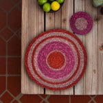 BRITISH COLOUR STANDARD Seagrass Coaster, 4.5" D - Guardsman Red / Venetian Pink