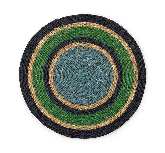 BRITISH COLOUR STANDARD Seagrass Placemat 12.25"  in Beryl Green / Midnight Blue / Tropic Turquoise
