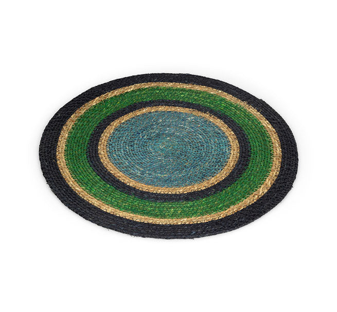 BRITISH COLOUR STANDARD Seagrass Placemat 12.25"  in Beryl Green / Midnight Blue / Tropic Turquoise