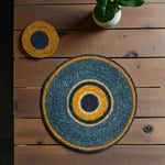 BRITISH COLOUR STANDARD Seagrass Coaster, 4.5" D - Midnight Blue / Tuscan Yellow