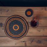 BRITISH COLOUR STANDARD Seagrass Coaster, 4.5" D - Midnight Blue / Rust