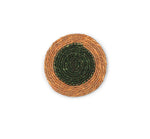 BRITISH COLOUR STANDARD Seagrass Coaster, 4.5" D - Olive / Old Rose