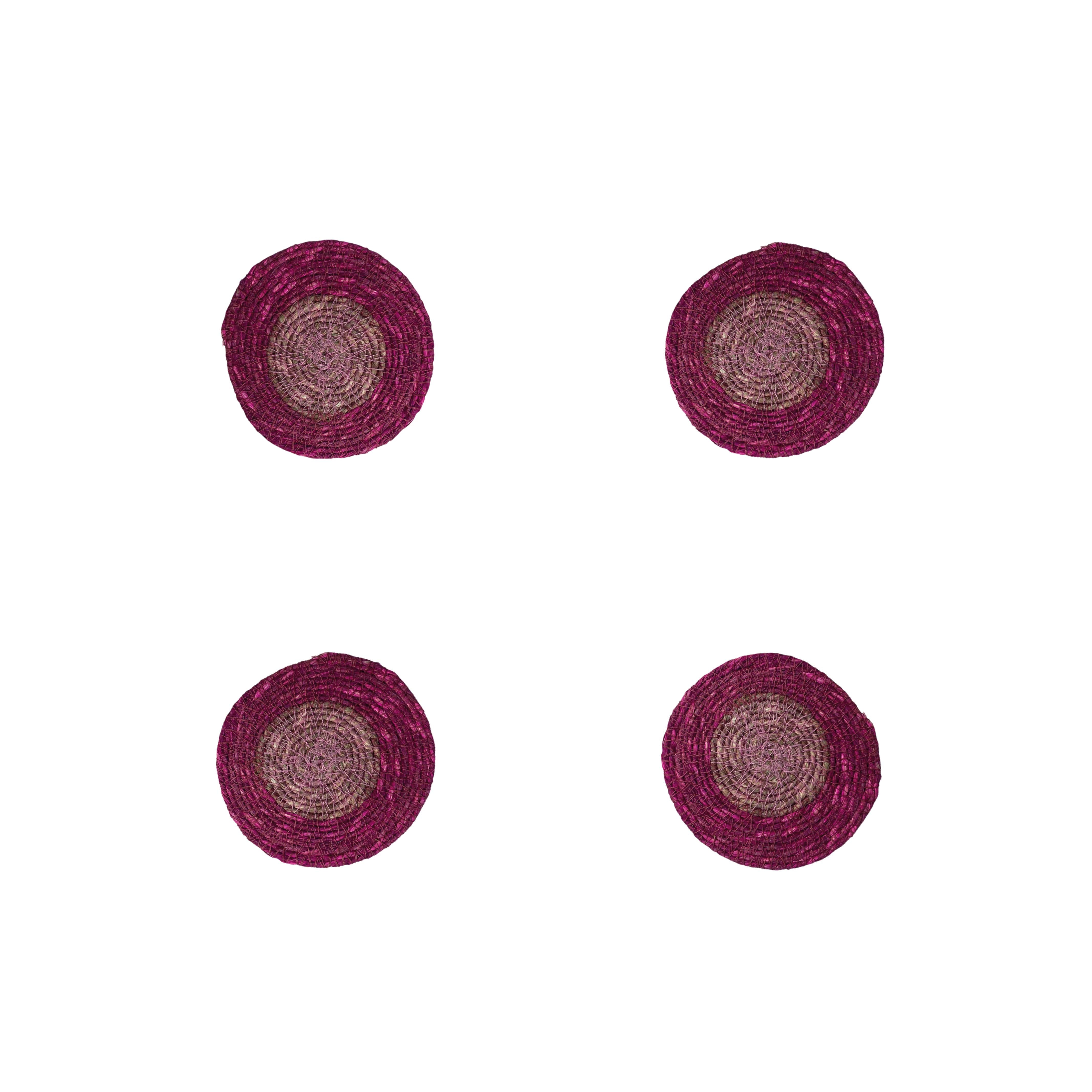 BRITISH COLOUR STANDARD Seagrass Coaster, 4.5" D - Guardsman Red / Venetian Pink