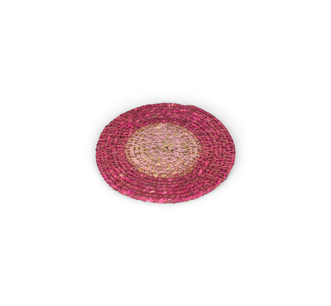 BRITISH COLOUR STANDARD Seagrass Coaster, 4.5" D - Guardsman Red / Venetian Pink