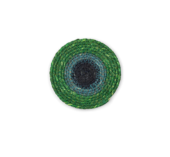 BRITISH COLOUR STANDARD Seagrass Coaster, 4.5" D - Beryl Green / Midnight Blue / Tropic Turquoise