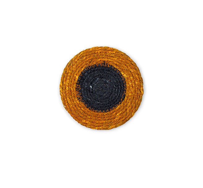 BRITISH COLOUR STANDARD Seagrass Coaster, 4.5" D - Midnight Blue / Tuscan Yellow