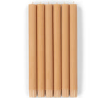 BRITISH COLOUR STANDARD - 25cm / 10'' H  - Khaki Brown Eco Dinner Candles, Gift Box of 6
