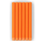 BRITISH COLOUR STANDARD - 25cm / 10'' H  - Bright Orange Eco Dinner Candles, Gift Box of 6