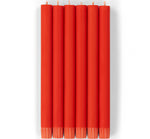 BRITISH COLOUR STANDARD - 25cm / 10'' H  - Poppy Red Eco Dinner Candles, Gift Box of 6