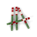 BRITISH COLOUR STANDARD - 25cm / 10'' H  - STRIPED Holiday Set - Emerald & Oriental Red Eco Dinner Candles, Gift Box of 4