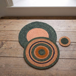 NEW! BRITISH COLOUR STANDARD Seagrass Serving Mat 14.9 " in Olive / Old Rose