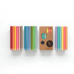 BRITISH COLOUR STANDARD - 25cm / 10'' H  - Mixed Set Rainbow Pack 'Cool Colours' Eco Dinner Candles, Gift Box of 6