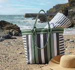 BRITISH COLOUR STANDARD - Eco Woven Shopper / Beach Bag in Jet and Grass Green